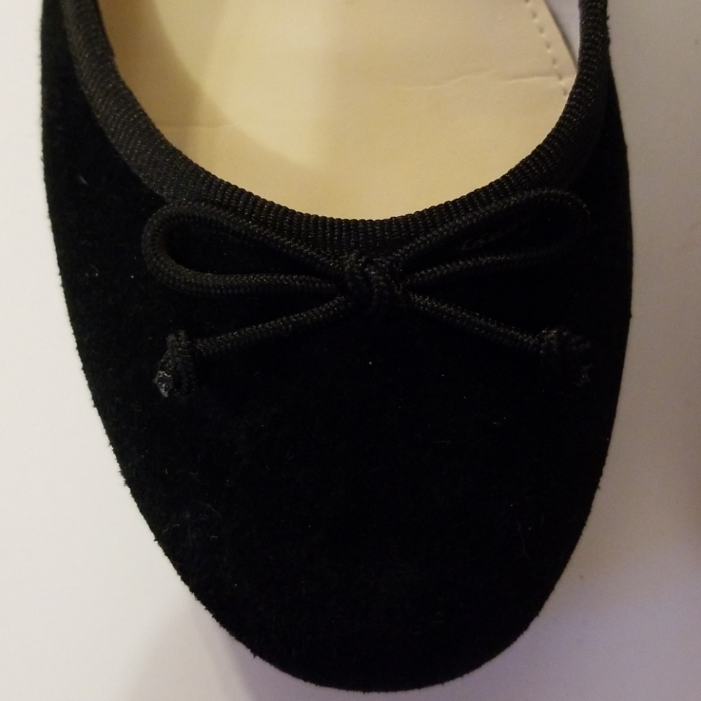 Lands' End Black Suede Ballet Flats, Size 6.5